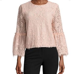 Worthington Blush Pink Lace Blouse Small Size